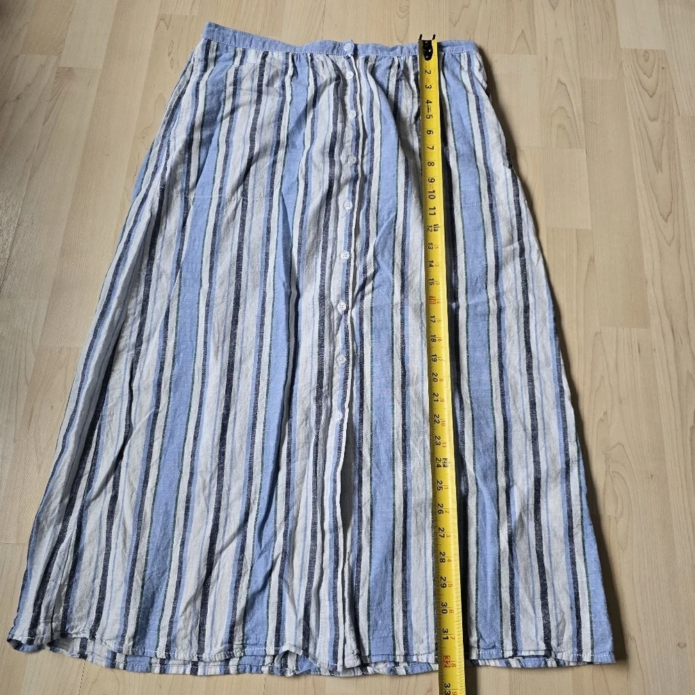 Max Studio Linen Blend Button Front Skirt Size Large